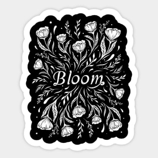 Bloom-Black and White Sticker